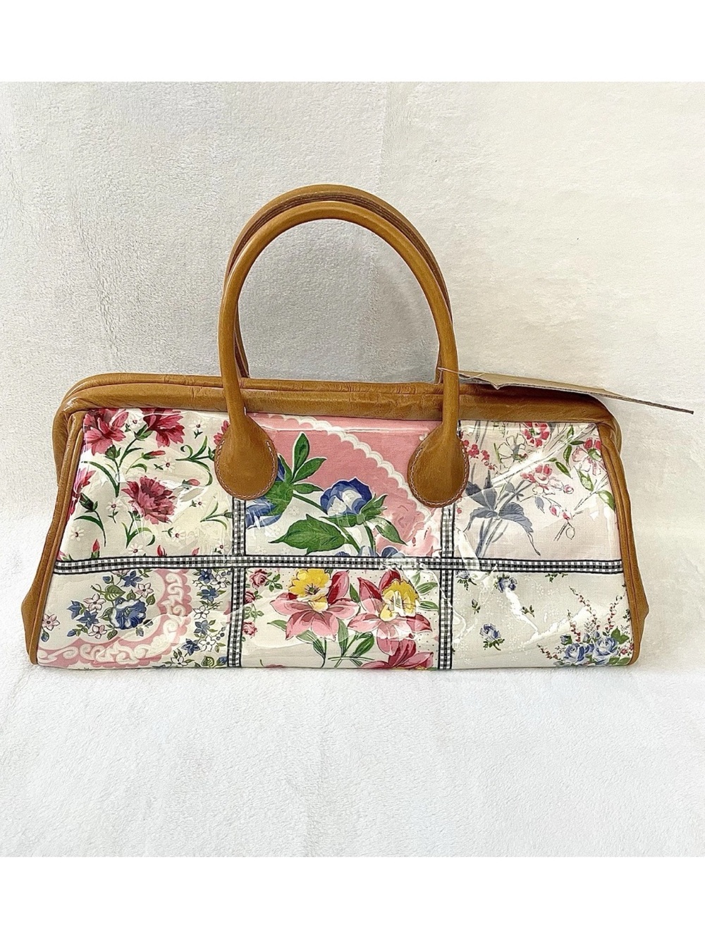 Clever Carriage Company Doctor Satchel Floral Patchwork Handbag 1950s Hanky Bag